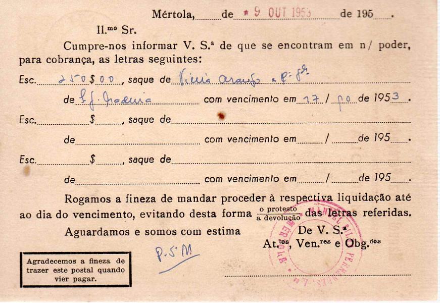 0239 v.jpg -     Lote:    239 (verso)            Portugal       Descrição:         1949 &mdash; Caravela- OM116, $50. Lote com 8 inteiros circulados com diferentes repicagens.        Lote       Valor Base:     &euro; 12,00     Valor Venda:     Retirado     